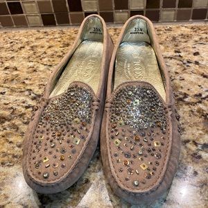 Todd tan sued blinged driving shoes in excellent condition